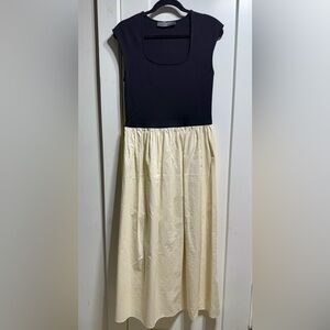 Primark NWT classic minimalist square-neck black and nude maxi dress